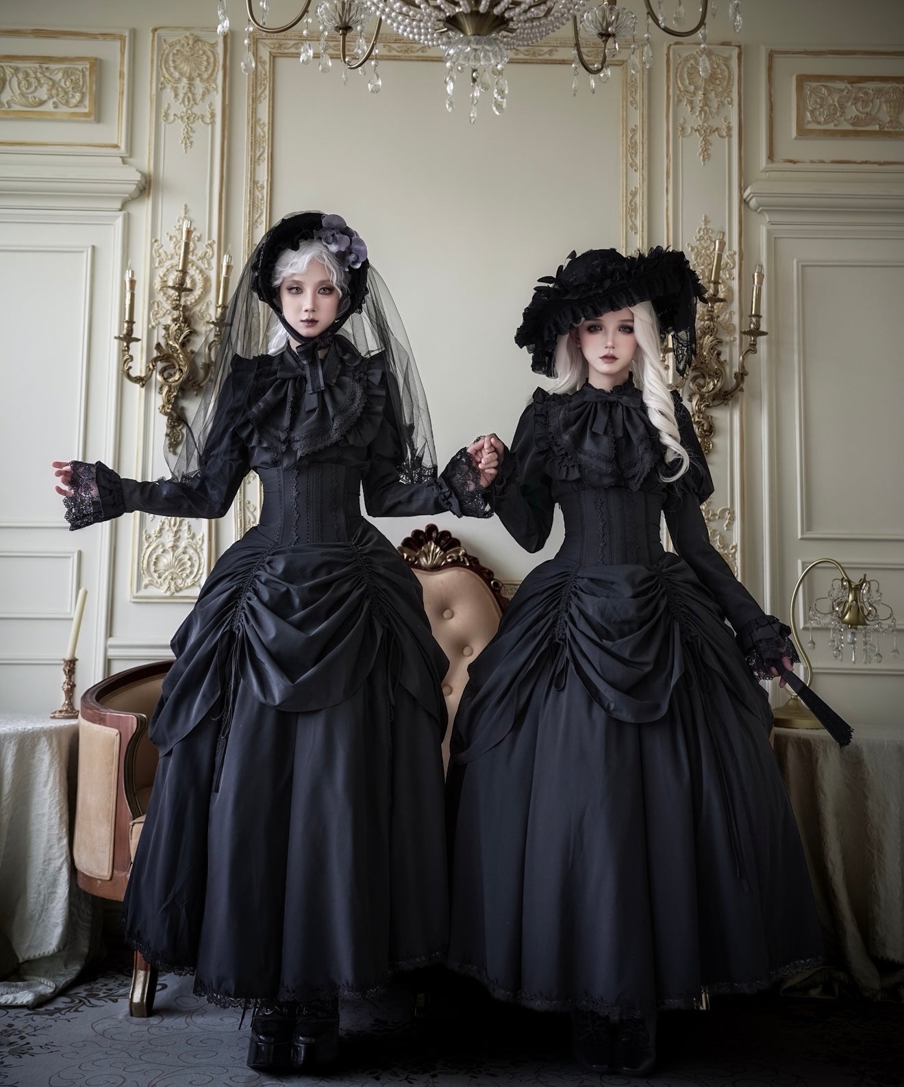 【1月3日予約締切】Return of the Witchesダークゴシックローズラッフルトップス＋プルアップコルセットスカート