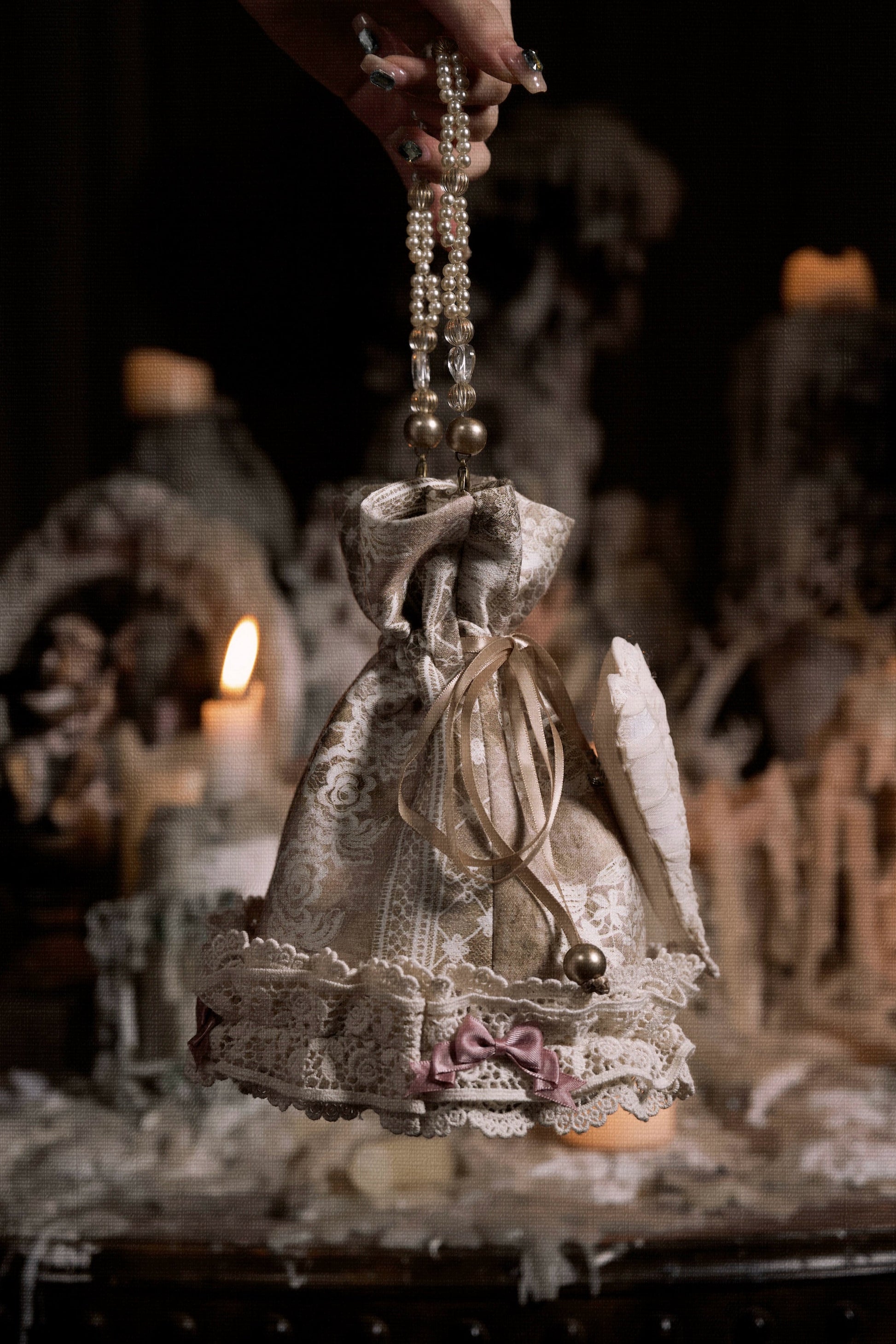 Blood supply original ◆ Eros poetry box Love vintage elegant French fabric handbag drawstring pocket bag