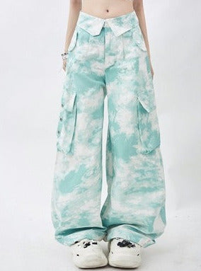 Street Flap Design Pants [Tie-dye Camouflage