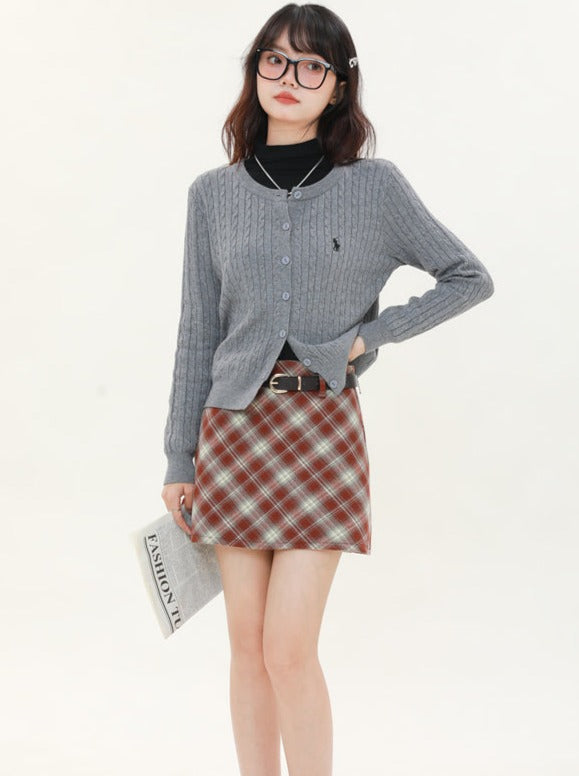 Retro Small Shim Check Tight Skirt