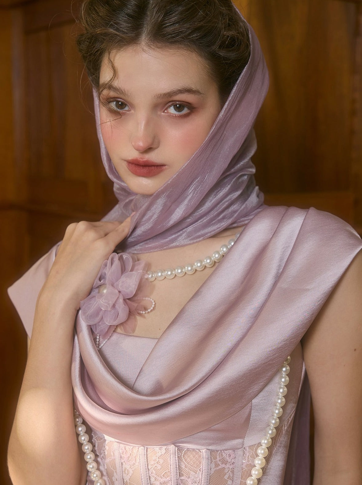 Romantic Design Purple Satin Dress