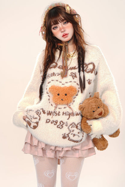 Cream Bear Luce Sea Horse Sweater