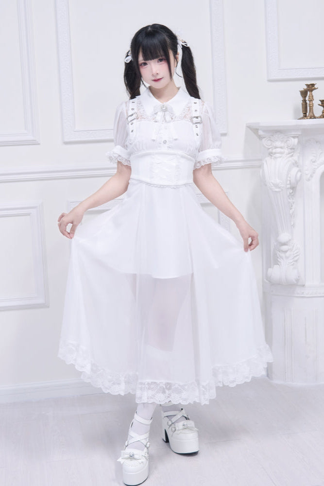 Subculture sheer top + long skirt