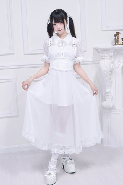 Subculture sheer top + long skirt