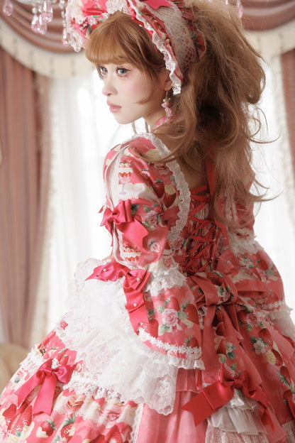 【2月27日予約締切】ストロベリーアンティークドールドレス＋フルセット＋ボンネット＋カチューシャ