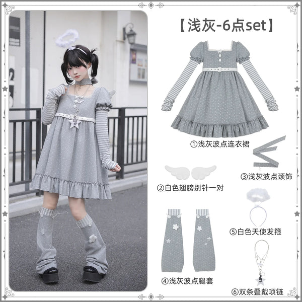 Angel Polka Dot A-Line Dress Set