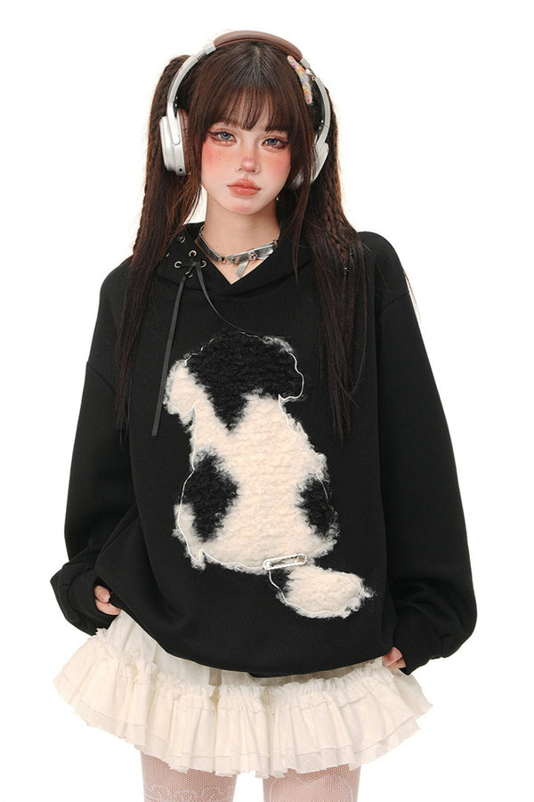 レトロプラッシュパピーフーディスウェットシャツ