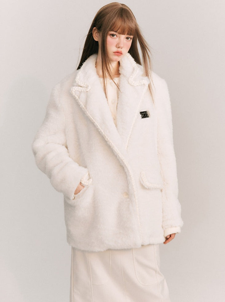 Snow Macaron Wool Fur Jacket