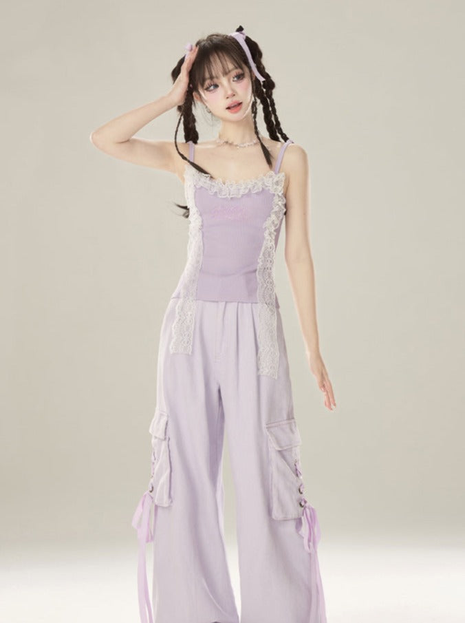 Camisole en dentelle violette