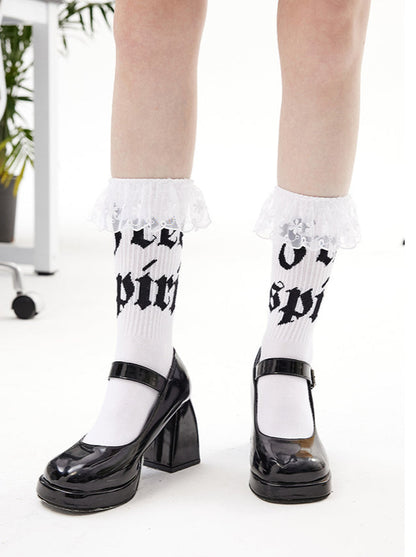 lace gothic logo socks