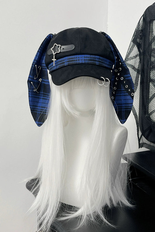 Plaid Bunny Ear Punk Subculture Hat