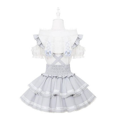 [Pre-Order] Angelcore Off-Shoulder Top + Tiered Skirt