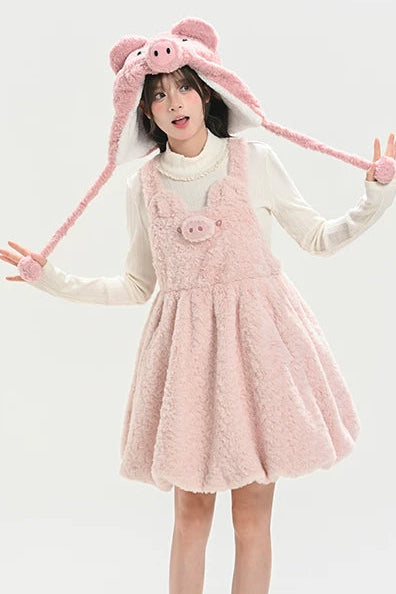 ピッグデザインサスペンダードレス