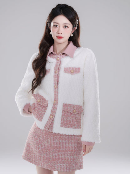 Pink Tweed Boa Fragrance Jacket