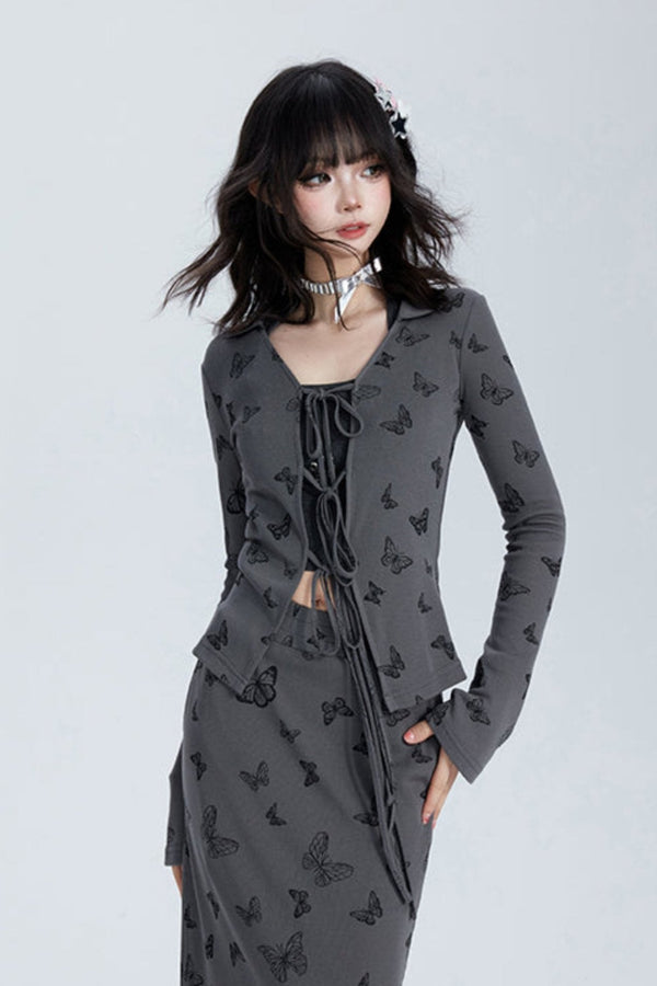 Wi -Took Hott Girl Cardigan + Skirt