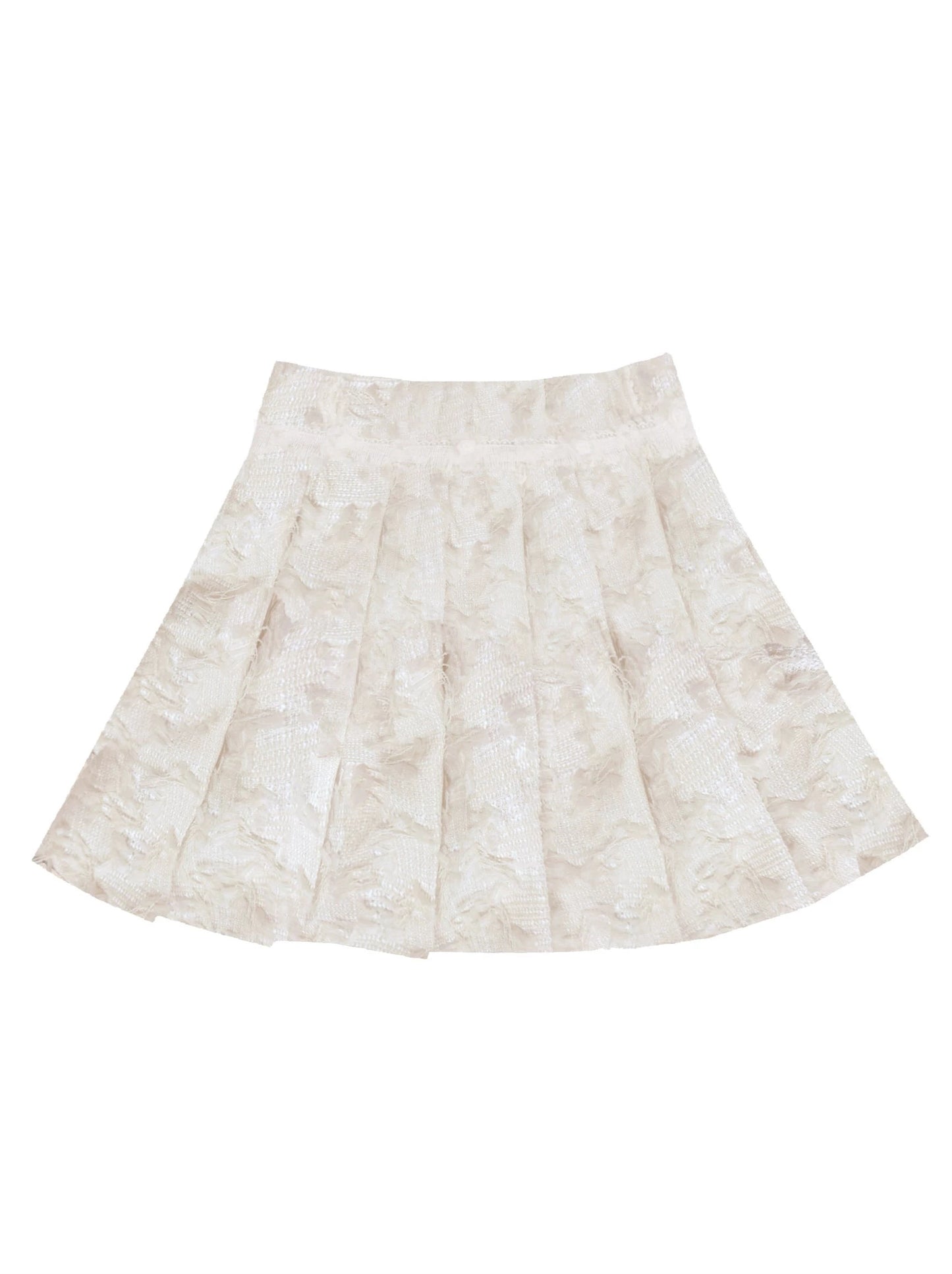 Fragrance Flower Padded Jacquard Jacket + Pleated Skirt