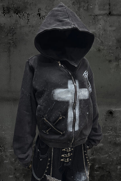 クロスウォッシュドフードジャケット