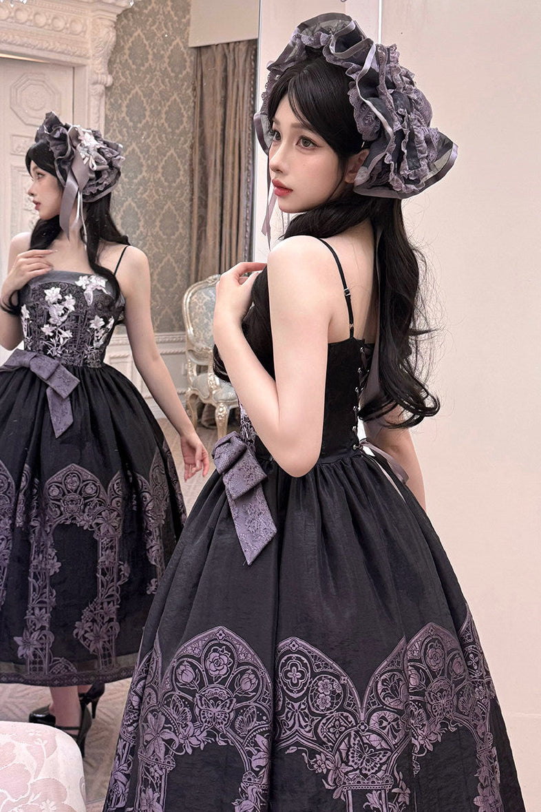 [Termine prenotazione: 9/8] Serie accessori con ricamo giglio nero x viola / bianco x viola [fascia per capelli / spilla]