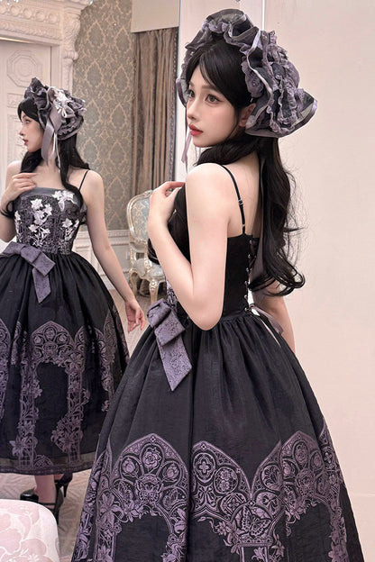 [Termine prenotazione: 9/8] Serie accessori con ricamo giglio nero x viola / bianco x viola [fascia per capelli / spilla]