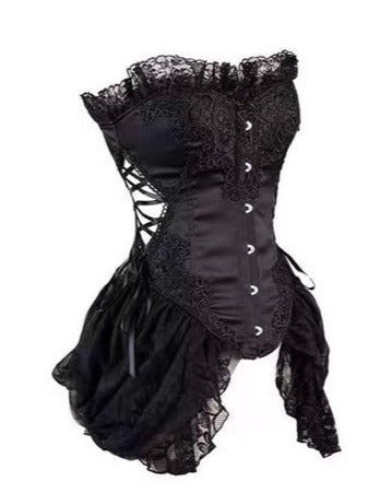 Cool Spicy Black Lace Up Viste + Tulle Skirt