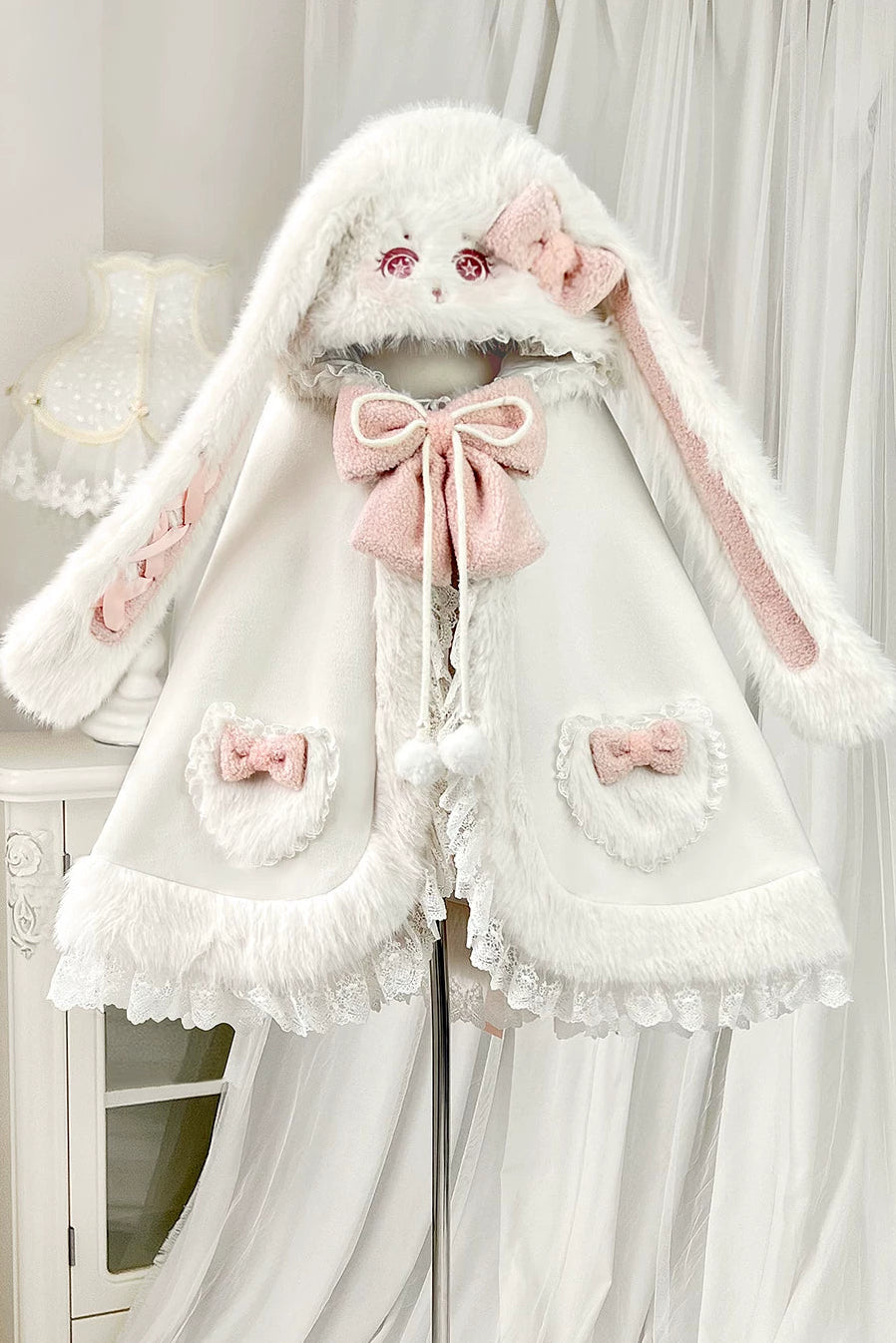 Rabbit Lace-up Cape Coat  Belchic