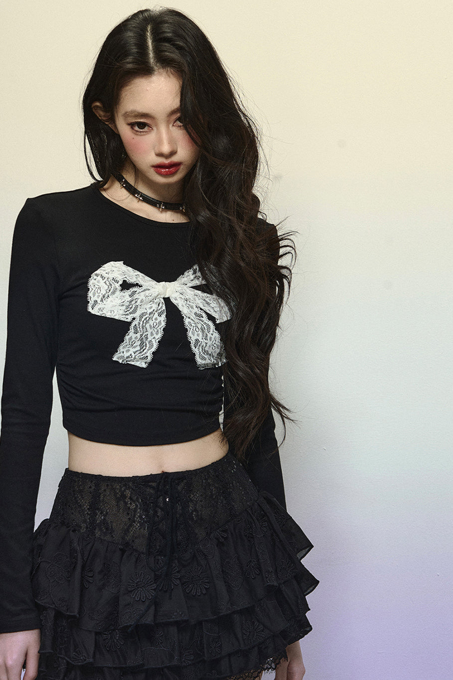 Lace Big Bow Cropped Top