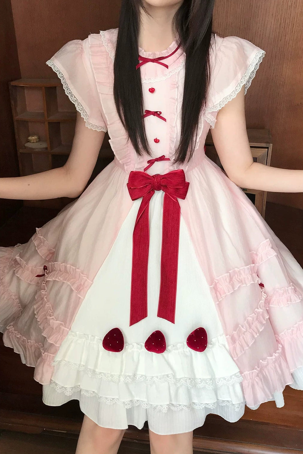 Robe rose ange fraise