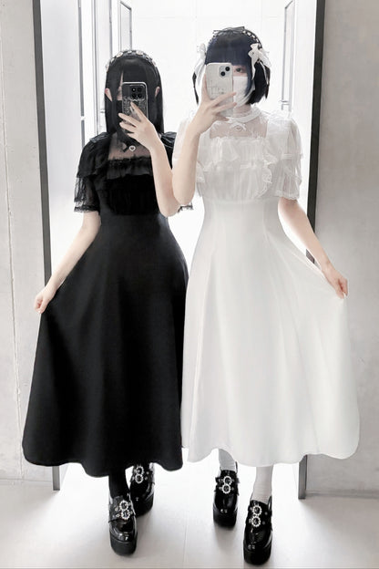 [Reservations] Lace Pearl Sheer Sleeve Long Dress