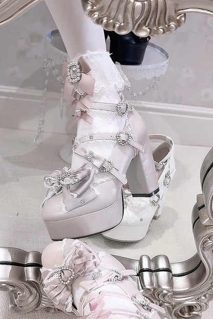 【12月12日予約締切】ジェムストーンパールリボンロリータハイヒール