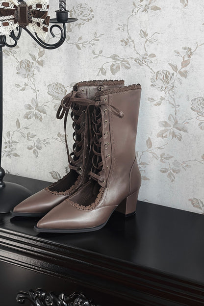 Gothic Pointed Toe Cut Out Boot Heels