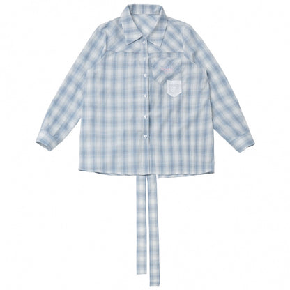 チェックシャツ＋キャミソール＋デニムパンツ