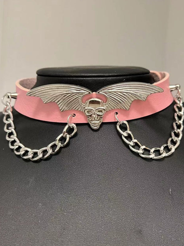 Skull Devil Wing Choker Necklace