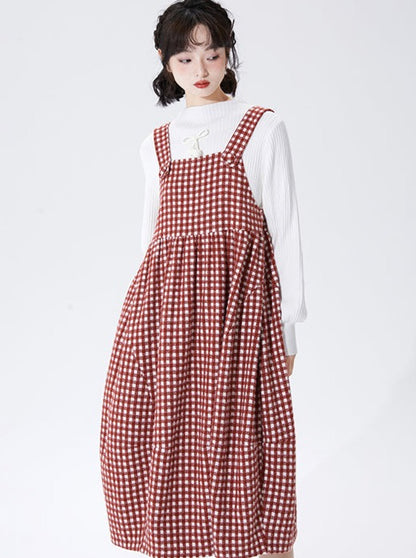 Red Check Mid Length Sass Dress