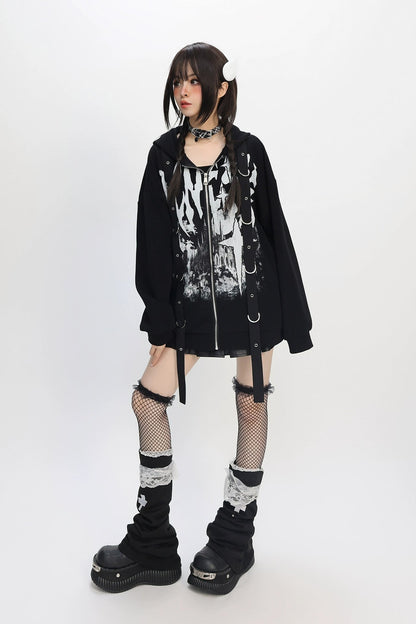 Dark Design Loose Hooded Hoodie