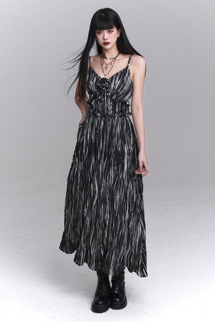 Chic Ghost Girl Suspender Long Dress