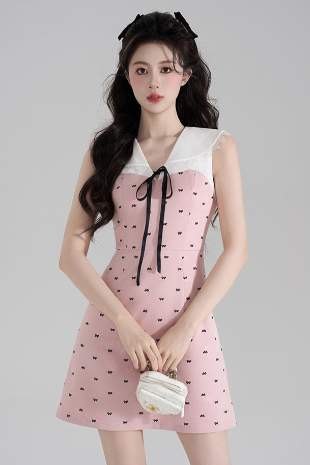 スイートガーリーピンクVネックドレス