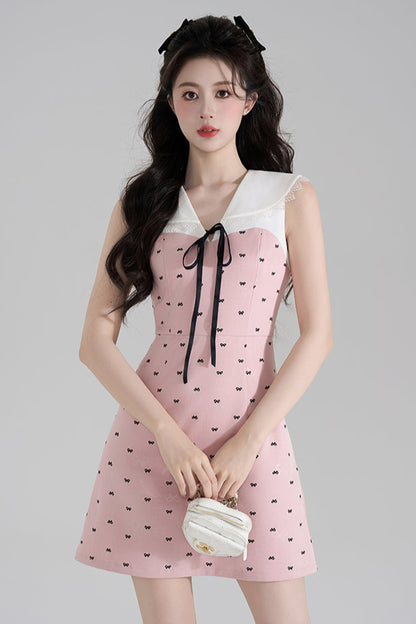 スイートガーリーピンクVネックドレス