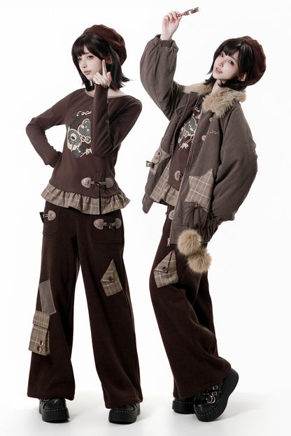 Fuzzy Waffle Jacket + Top + Pants