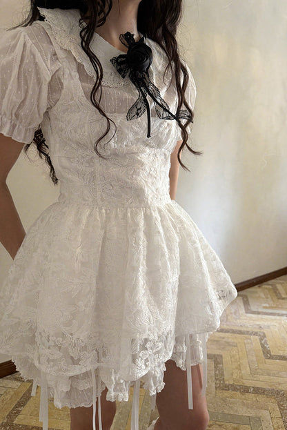 Camisa de algodón con mangas abullonadas de muñeca de cuento de hadas