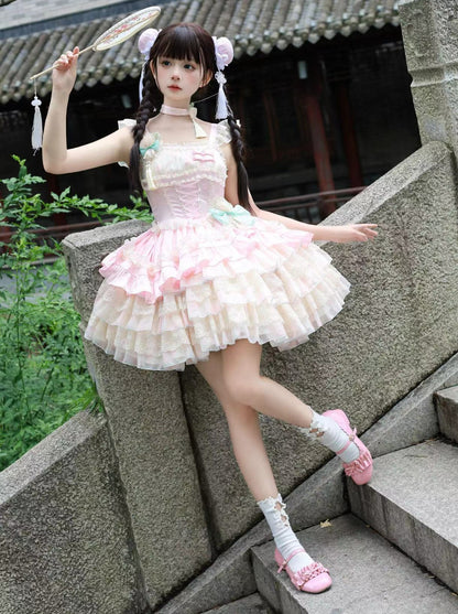Flower Frilled Chinese Lolita Dress