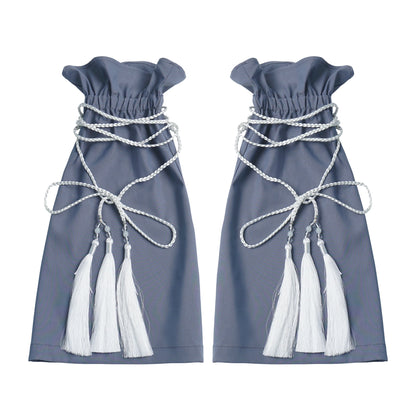 Blaues neues Set aus chinesisch inspiriertem, mehrlagigem asymmetrischem Hemd und langem Rock