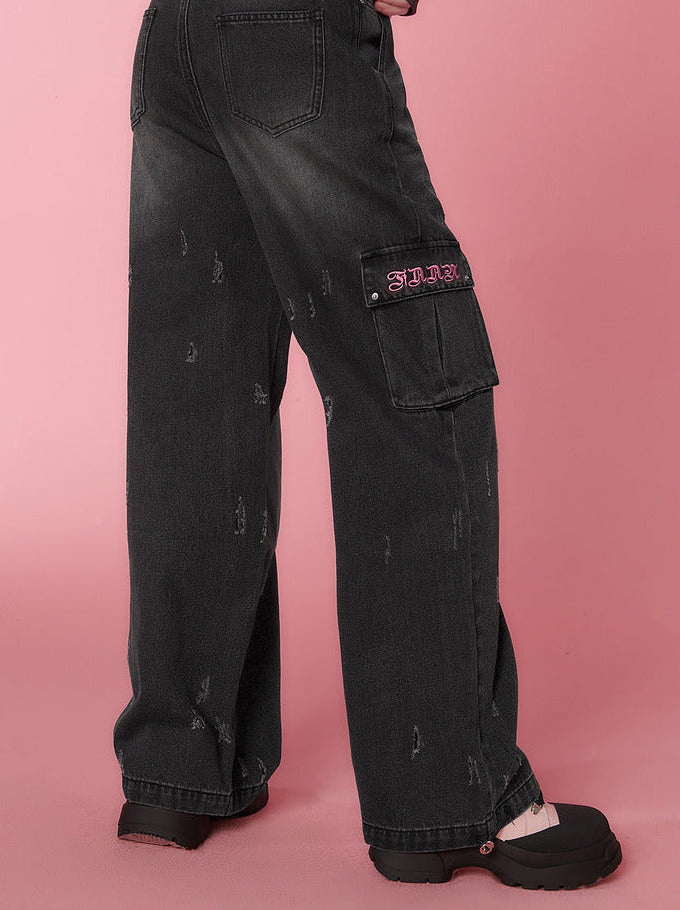 American High Street Loose Denim Cargo Pants