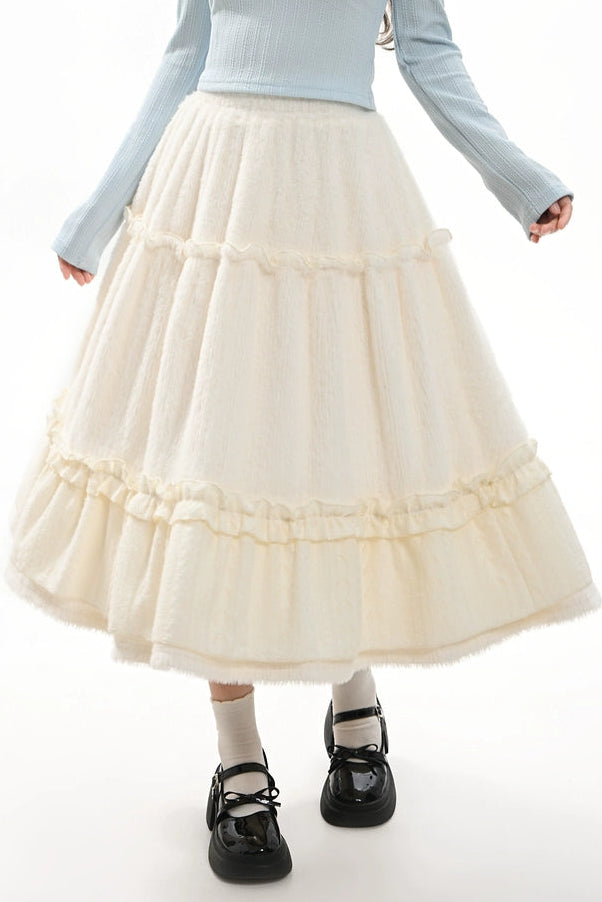 レトロフリルラインドフレアスカート
