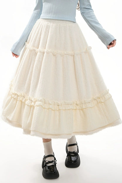 レトロフリルラインドフレアスカート