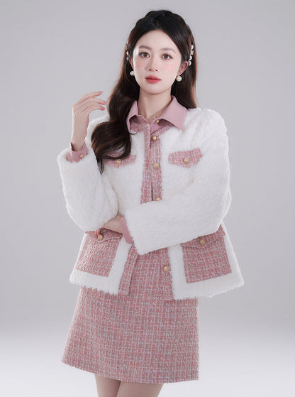 Pink Tweed Boa Fragrance Jacket