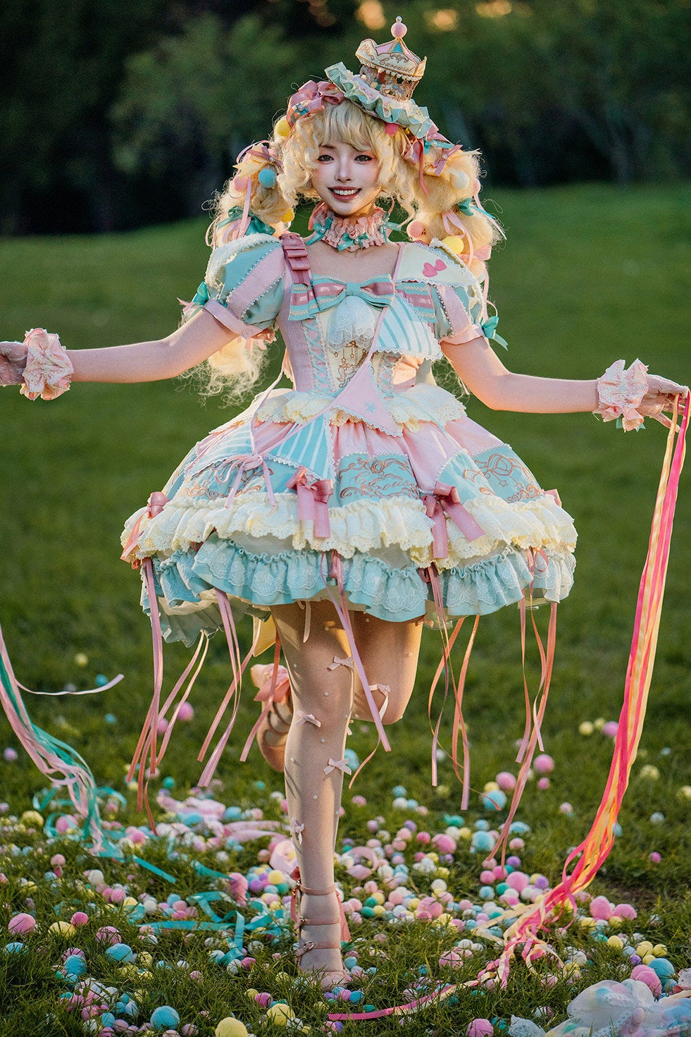 Glänzendes Prinzessinnenkleid und Shorts-Set