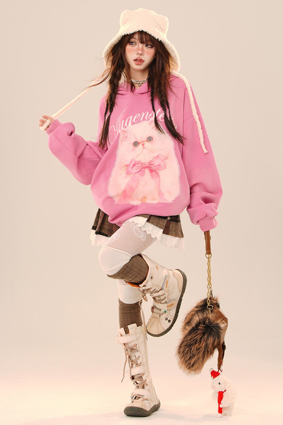 キャットドールルーズフーディオーバーサイズスウェット