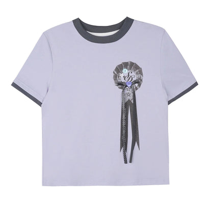 Purple Floral Ribbon Blouse