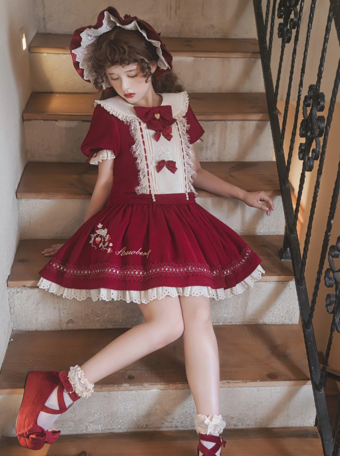 Original genuine Lolita princess dress everyday sweet op red blue twin elegant Lolita dress summer