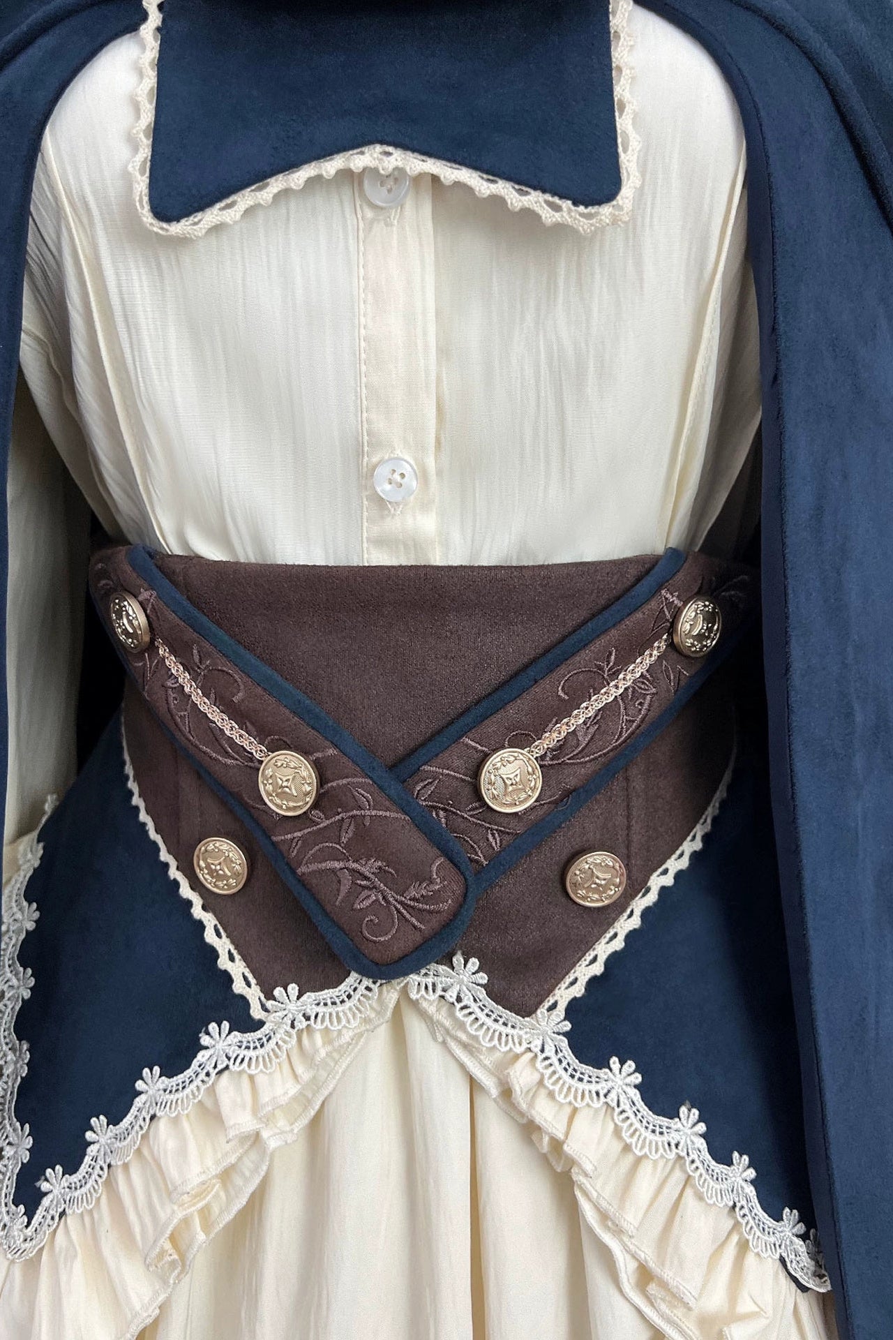 エレガントガールヴィンテージミッドセンチュリーシャツ＋スカート＋ベルト＋ケープ